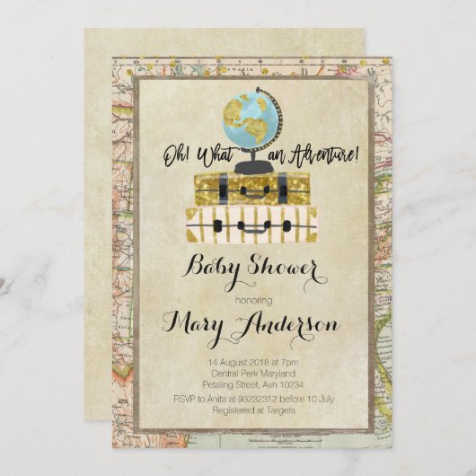  Bagage Baby shower Uitnodiging voor Jongen (Voorkant / Achterkant)