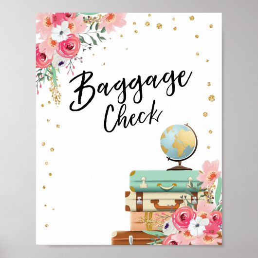 Bagage Check Sign Trevel douche Miss to Mrs Favor Poster (Voorkant)
