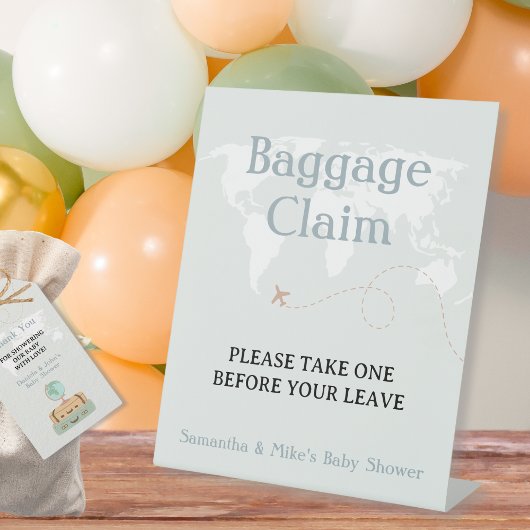 Bagage claim neem één reis Baby shower Reclamebord Met Voetstuk