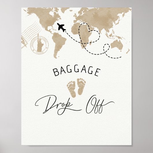 Bagage drop-off Baby shower teken Poster (Voorkant)