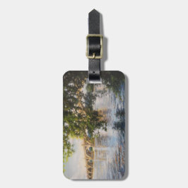 Bagage en label van paars bagagelabel