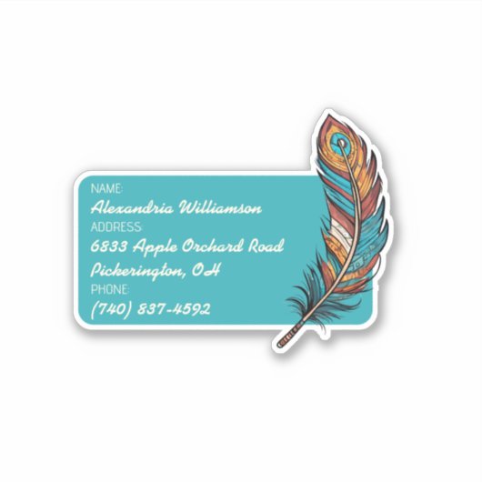Bagage-ID Boho Feather Sticker (Voorkant)