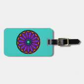 Bagage label. Blauwgroen/blauwe achtergrond. Manda Bagagelabel (Voorkant horizontaal)