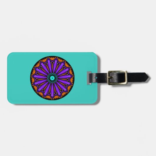 Bagage label. Blauwgroen/blauwe achtergrond. Manda Bagagelabel (Voorkant horizontaal)