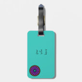 Bagage label. Blauwgroen/blauwe achtergrond. Manda Bagagelabel (Achterkant verticaal)