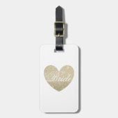 Bagage label | Glitter Heart Bride White (Voorkant verticaal)