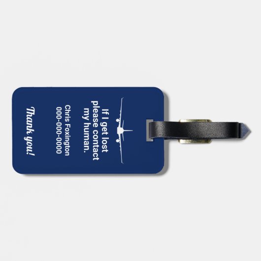 Bagage label | Grappig op maat | Blauw (Achterkant horizontaal)