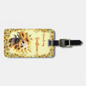 Bagage label | Knuffel Panda met Zonnebloemen (Voorkant horizontaal)