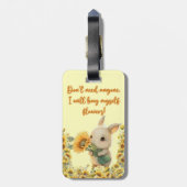Bagage label | Knuffelkonijn met zonnebloem (Achterkant verticaal)