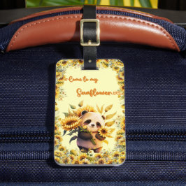 Bagage label | Leuke Panda Holding Zonnebloemen