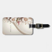 Bagage label met bloem- en parelversiering (Voorkant horizontaal)