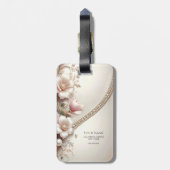 Bagage label met bloem- en parelversiering (Achterkant verticaal)