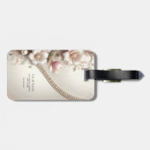 Bagage label met bloem- en parelversiering (Achterkant horizontaal)