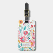 Bagage label met bloemmotief en monogram (Voorkant verticaal)
