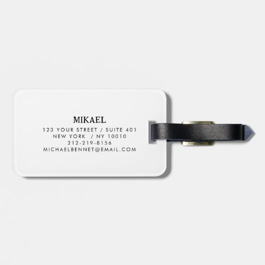 Bagage label met bloemmotief en monogram (Achterkant horizontaal)