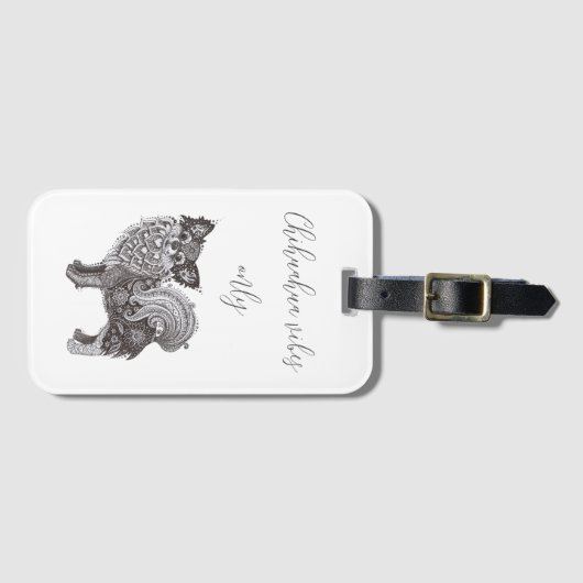 Bagage label met chihuahua (Voorkant (horizontaal))