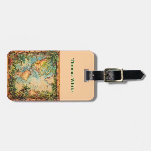Bagage Label-Personeel Vintage Atlas Bagage Label (Voorkant horizontaal)