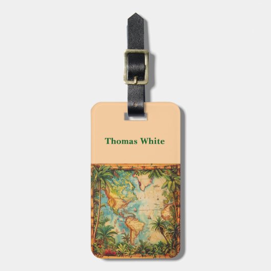 Bagage Label-Personeel Vintage Atlas Bagage Label (Voorkant verticaal)