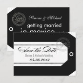 Bagage label Save the Dates klassiek zwart + wit Date (Voorkant / Achterkant)