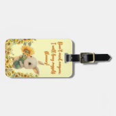 Bagage label | Schattig konijn bedrijf zonnebloem (Voorkant horizontaal)