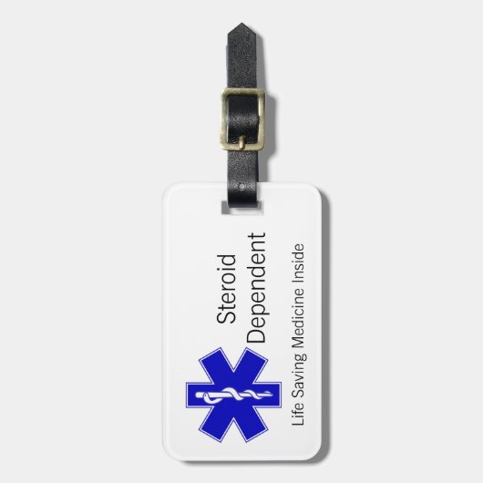 Bagage label: Steroïdeafhankelijke Bagagelabel (Voorkant verticaal)