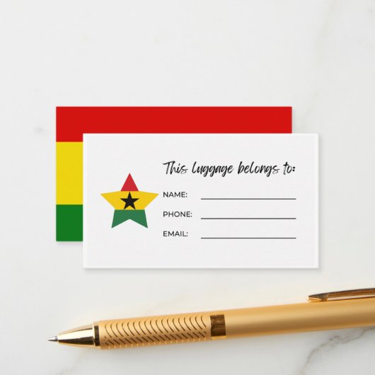 Bagage Labels ID Kaart (Voorkant / Achterkant in situ)