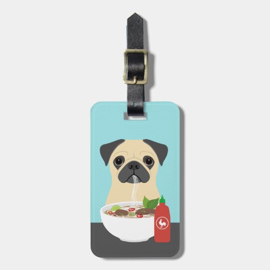 Bagage labels met lichtbruine Pug (Voorkant verticaal)