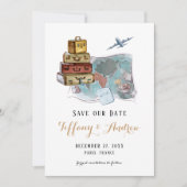 Bagage Map Destination Wedding Save the Date (Voorkant)