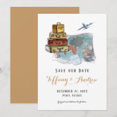 Bagage Map Destination Wedding Save the Date (Voorkant / Achterkant)