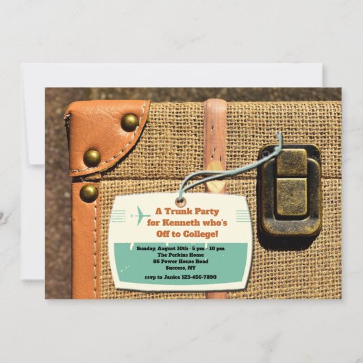 Bagage met Label Uitnodiging (Voorkant)