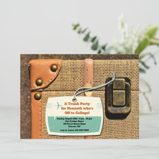 Bagage met Label Uitnodiging (Staand voorkant)