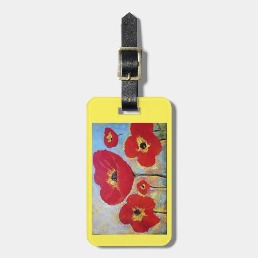 Bagage of label met rode papaver bagagelabel (Voorkant verticaal)