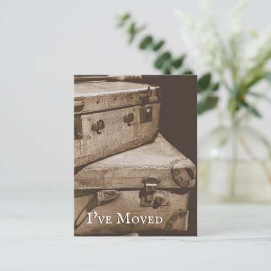  bagage Oude Foto Bewegende Aankondiging Briefkaart (Staand voorkant)