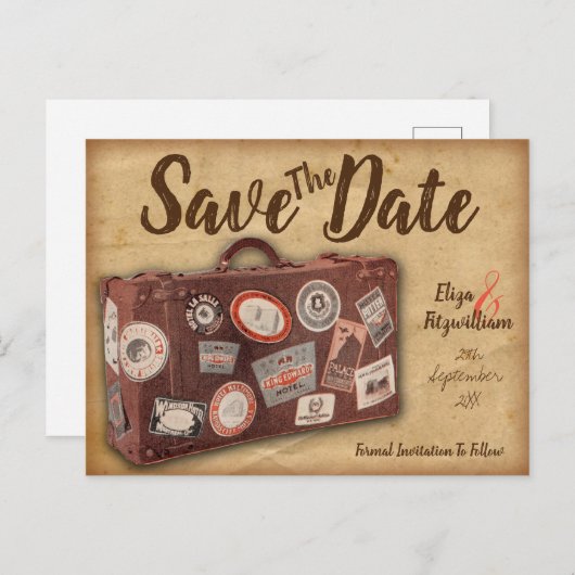  bagage slaat het Briefkaart Datum op (Voorkant / Achterkant)