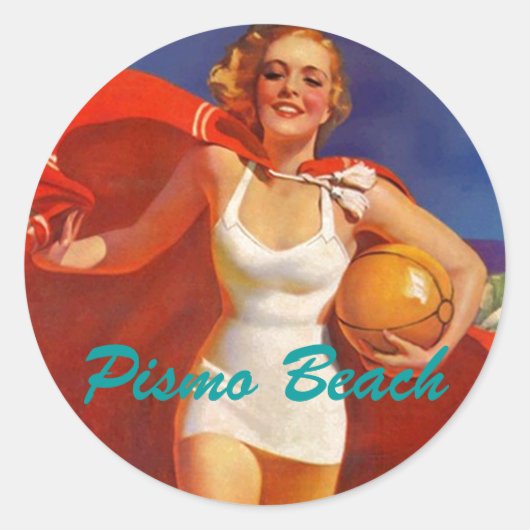 Bagage Stickers reizen brieven retro strand scene (Voorkant)