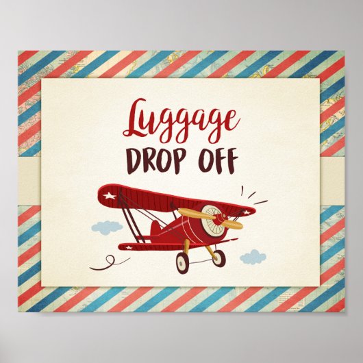 Bagage valt af van Sign Airplane Birthday Baby Boy Poster (Voorkant)