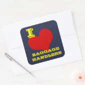 Bagage van "I Love Bbagage Handlers" Vierkante Sticker (Envelop)