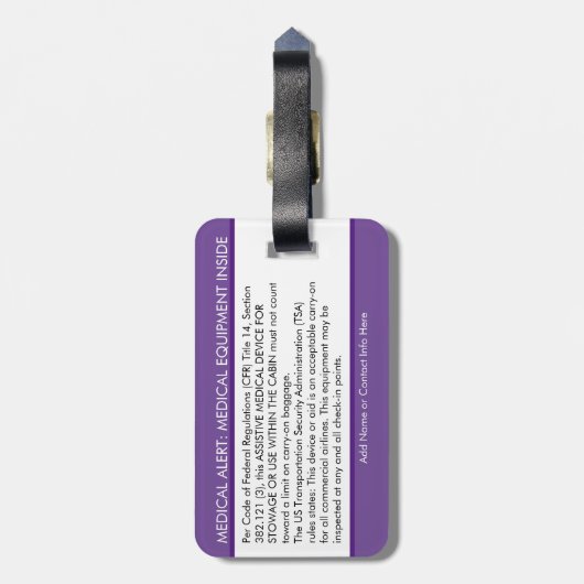 Bagagelabel (Achterkant verticaal)