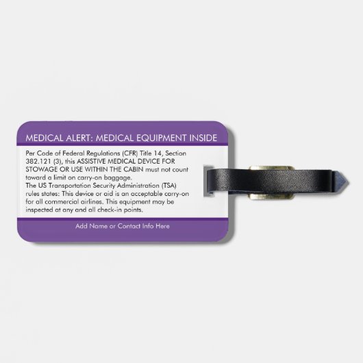 Bagagelabel (Achterkant horizontaal)