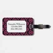 Bagagelabel aangepast roze bride Damask Pattern (Achterkant horizontaal)