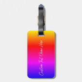 Bagagelabel aangepaste tekstnaam regenboogkleuren (Achterkant verticaal)