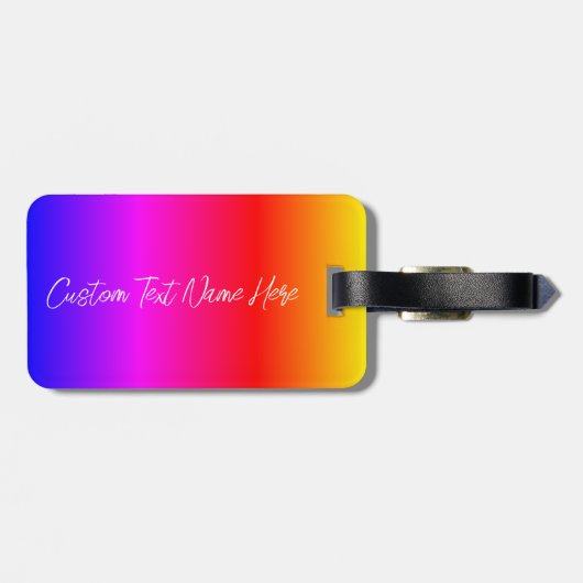 Bagagelabel aangepaste tekstnaam regenboogkleuren (Achterkant horizontaal)