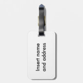 Bagagelabel afspeelbare blauwe strepen in zwart la (Achterkant verticaal)