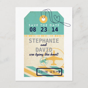 bagagelabel Airmail Destination Wedding Save Date Save The Date
