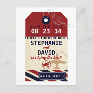bagagelabel Airmail Destination Wedding Save Date Save The Date