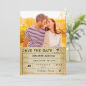  Bagagelabel bestemming bruiloft Foto Save The Date (Staand voorkant)