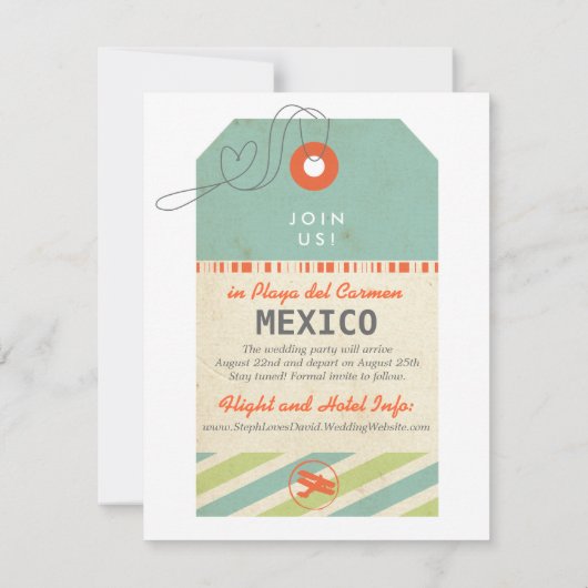 Bagagelabel  Bestemming Trouwdatum Opslaan Save The Date (Achterkant)