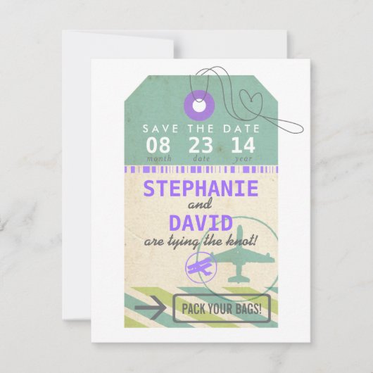 bagagelabel bestemming Weddenschap Opslagdatum Save The Date (Voorkant)
