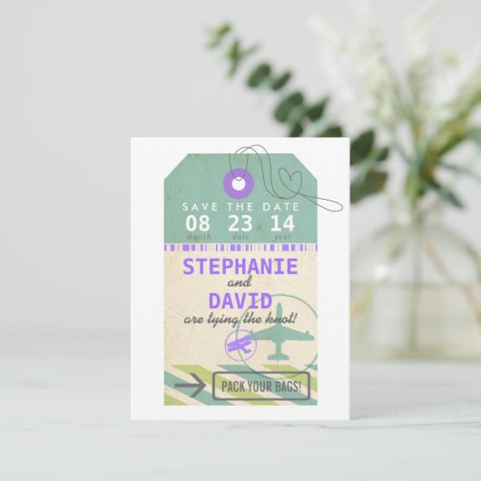 bagagelabel bestemming Weddenschap Opslagdatum Save The Date (Staand voorkant)