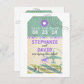 bagagelabel bestemming Weddenschap Opslagdatum Save The Date (Voorkant / Achterkant)